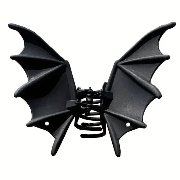 Metal Bat Wings Hair Clip Matte Black Large Approx 4"x 3" Halloween Goth NWOT - Picture 2 of 4